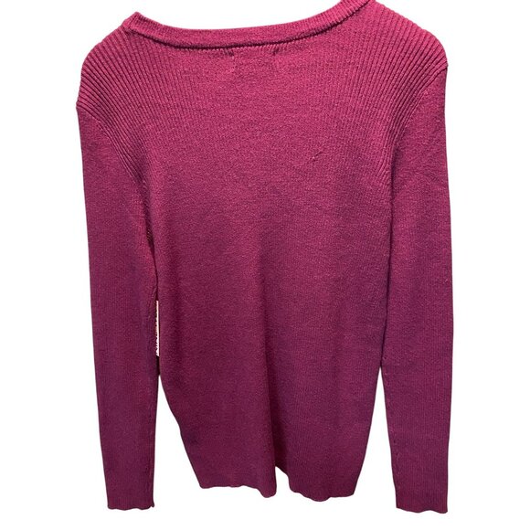 Nine West PXL XLP Petite Magenta Fuchsia Pink Long Sleeve Knit Sweater - Picture 5 of 5